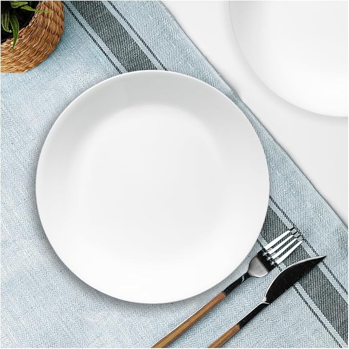 Corelle 3122 22 cm Vitrelle Glass Winter Frost White Luncheon Plate, Pack of 6