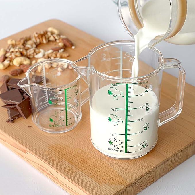 OSK MC-2 Measuring Cup, Snoopy Measuring Cup, Large, 20.3 fl oz (600 ml), Made in Japan, Graduated, Boiling Water, Handle, Cute, Stylish, Easy to Use, Easy to Pour, For Cooking, Clear