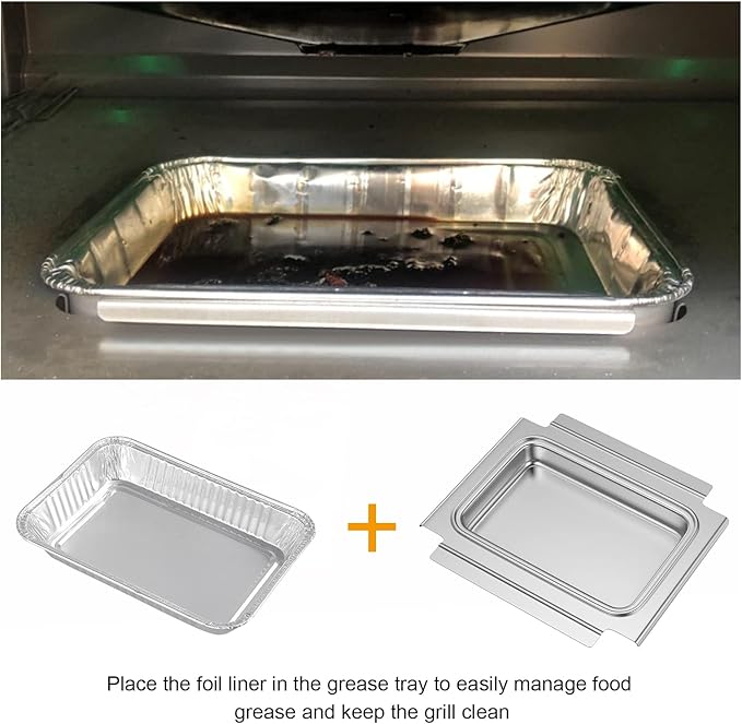 LS'BABQ Grease Catch Pan Holder with 10 Pack Aluminum Foil Grill Drip Pan for Weber Q200 Q300 Q220 Q240 Q2000 Q2200 Q320 Series Gas Grill,BBQ Replacement Parts for Weber 80580/41877