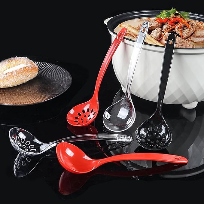 Large Plastic Serving Spoons,Disposable Heavy Duty Serving Spoons,Long Handle Scoop Soup Rice Ladle for Party Catering Buffet Restaurant,20 Pieces (Red)