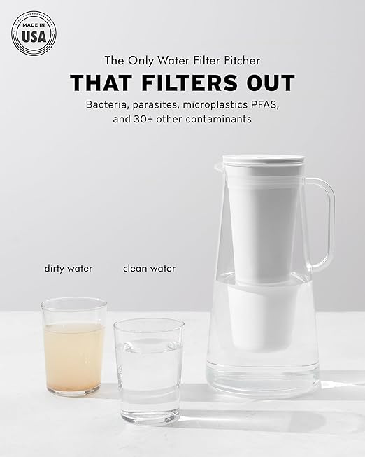LifeStraw Home – Water Filter Pitcher, 7-Cup, Wisteria, BPA Free Designed for Everyday Protection Against Bacteria, parasites, microplastics, Lead, Mercury, PFAS, and a Variety of Chemicals