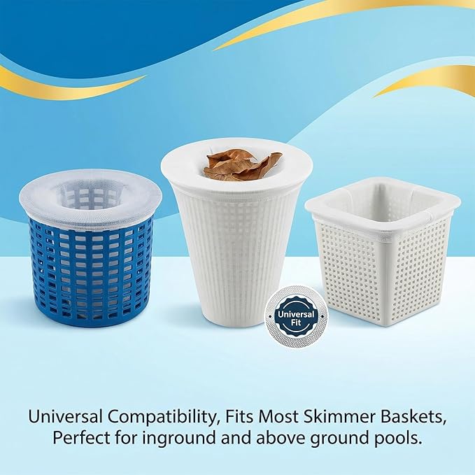 Sukh 30 Pack Pool Skimmer Socks - Pool Socks for Skimmer Basket, Traps Dog Hair, Sand, Pollen & Leaves, Protects Filter & Pump System, Universal Fit for Inground & Above Ground Pools, Pool Accessories