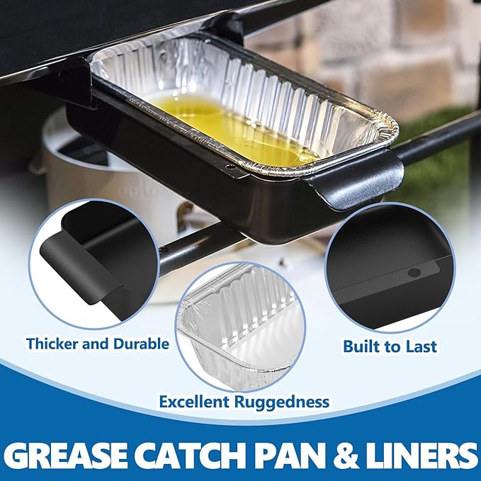 SafBbcue 9328812P06 Grill Grease Drip Pan for Charbroil Gas Grill Drip Tray G416-0015-W1, Grease Cup Catcher Holder with 12 Pack Aluminum Foil Disposable Liner for Charbroil Grills Replacement Parts
