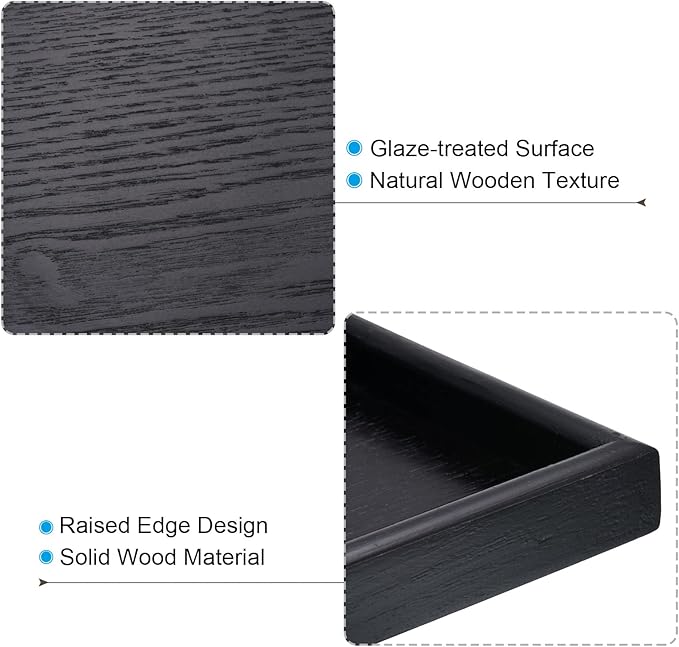 PATIKIL Wood Serving Tray 9x6 Inch Outer Base, Rectangular Decorative Platter for Home Decor Kitchen Table Candle Holder, Black