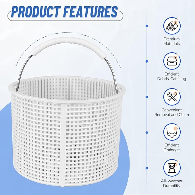 Pool Skimmer Basket Replacement for Hayward SPX1082CA & Aladdin B-152 Skimmers, Skimmer Basket for Inground Pool Replace SP1083 SP1084 1085 1086 SP1075 Baskets - Upgrade Basket with Handle
