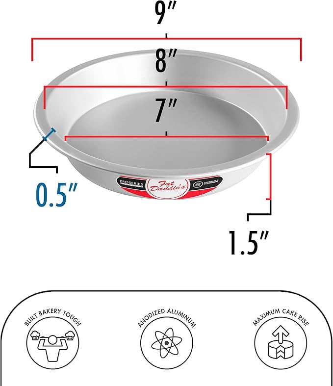 Fat Daddio's PIE-9SET Anodized Aluminum Pie Pan, 9 x 1.5 Inch, Set of 2