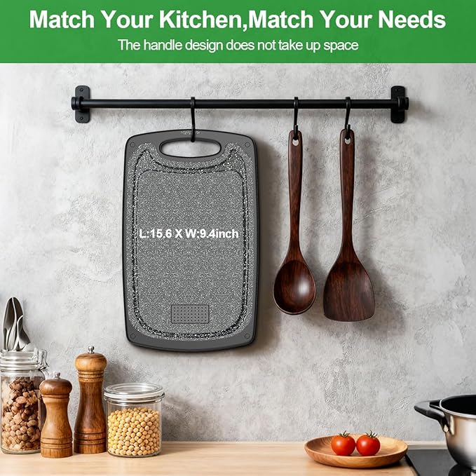 Metal Cutting Boards for kitchen, Stainless Steel Cutting Board, Dishwasher Safe, Juice Groove, Easy Grip Handle, Non-Slip Steel Cutting Board 15.6''x9.5''(1 Board)