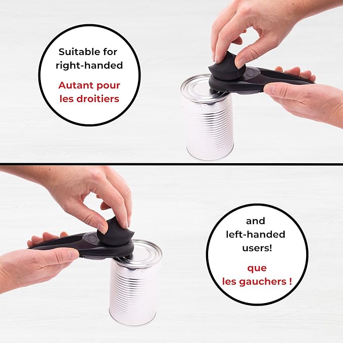 Starfrit MightiCan Can Opener - Safe - Holds Lid and Leaves No Sharp Edges on Lid - 3 year warranty - Comfort Grip - Heavy Duty Non-Slip Knob - 2025 Model