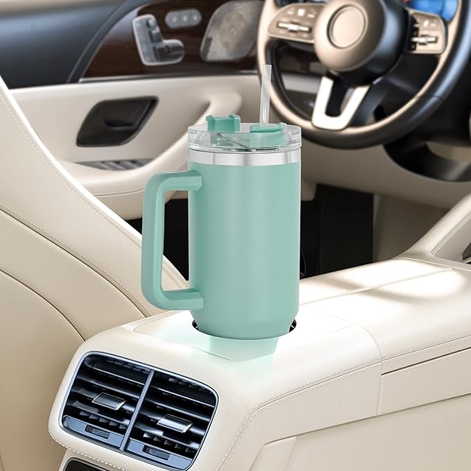 40 oz Tumbler with Handle and Straw, 100% Leak-Proof Travel Mug, Stainless Steel Double Wall Vacuum Insulated Coffee Cup Keeps Cold For 34 Hours, Dishwasher Safe, Teal