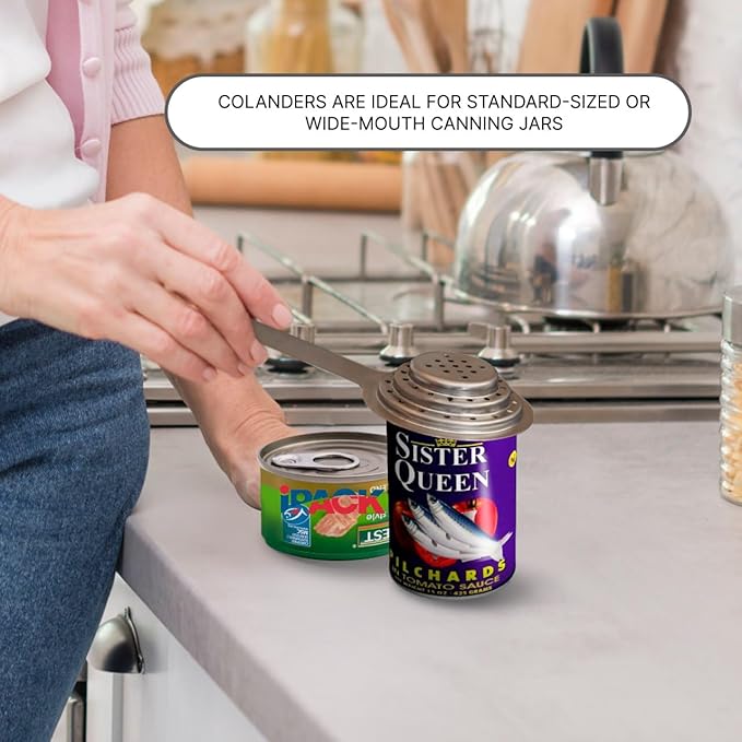 Multipurpose Can Colander Stainless Steel – Universal Food Grade Stainless Steel Can Strainer with Handle for Small and Large Cans Vegetable Fruit Tuna Can Colander Small