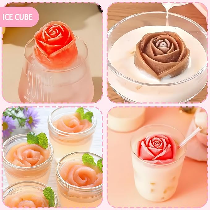 Rose Cake Pop Mold Kit 2 Pack Rose Lollipop Mold Flower Sucker Molds Flower Lollipop Baking Molds Tray with 300pcs Lollypop Sucker Sticks and Bags for Chocolate Jelly Hard Candy Cake Cupcake
