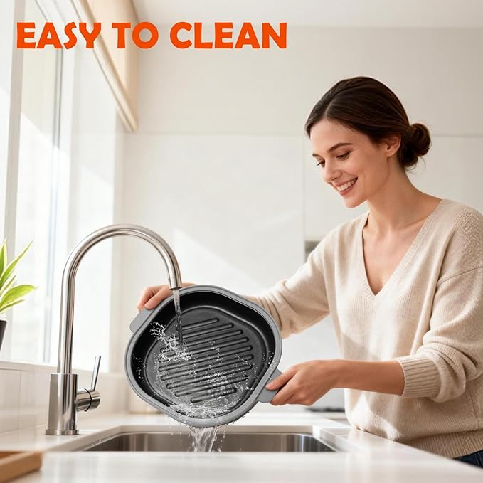 Microwave Grill Pan with Cover, Microwave Cookware Multi-Use for Grilling, Frying, Browning and Crisping, Microwave Bacon Cooker Tray, Microwave Griller with Cover Safe and Easy to Clean