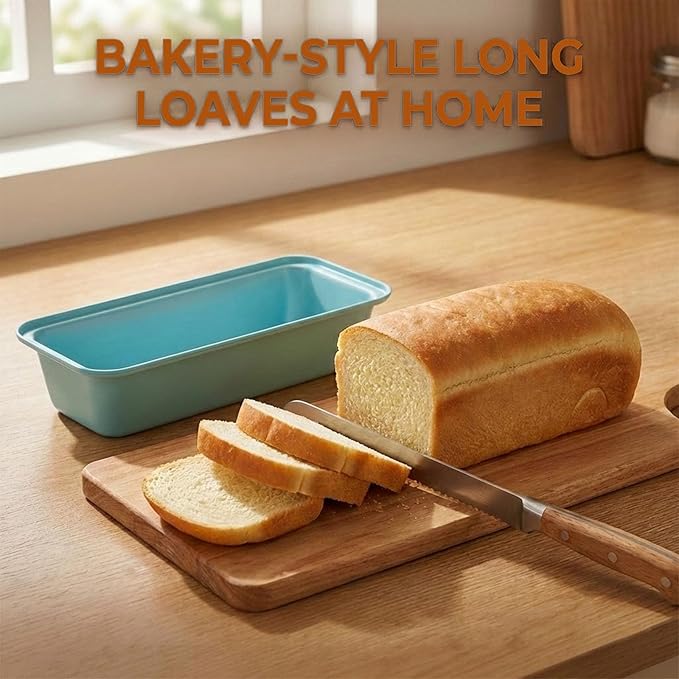 2-Pack 13 x 5 Inch Loaf Pan, Nonstick Carbon Steel Bread Pan for Baking - Large Rectangular Mold for Homemade Sourdough, Banana Bread, Meatloaf & Pound Cake
