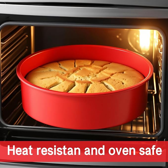 AVIDON 8 inch Cake Pans- Silicone Round Cake Molds for Layer Cake, Cheese Cake and Chocolate Cake, Non-stick and dishwasher safe silicone baking pans (2)