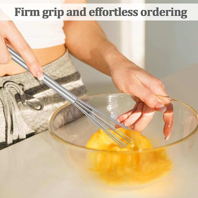 Small Whisk, 9.8in Stainless Steel Whisk Tiny Skinny Whisk for Cooking Whisking Blending Beating Stirring