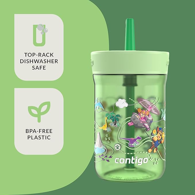 Contigo Leighton Straw Tumbler, 14 oz, Cool Lime (Dogs)