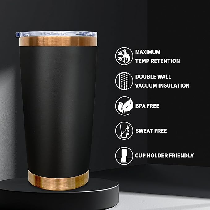 20 oz Tumbler Bulk 12 Pack Stainless Steel Tumbler with Lid and Straw, Double Wall Vacuum Insulated Travel Coffee Mug for Laser Engrave, Powder Coated Cup for Hot and Cold Drinks (Black,12 pack)