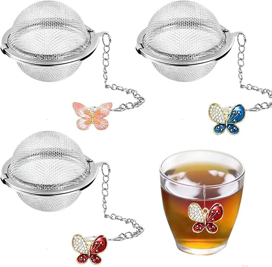 3 Pcs Tea Infusers for Loose Tea Leaf Steeper Tea Balls for Loose Tea Diffusers for Loose Tea Stainless Steel Tea Infuser Loose Leaf Tea Steeper with Metal Pendant (Butterfly 1)