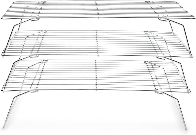 Fox Run Stackable Cooling Rack Set, Chrome, 3-Piece, Metallic, 2.25 x 14 x 10 inches
