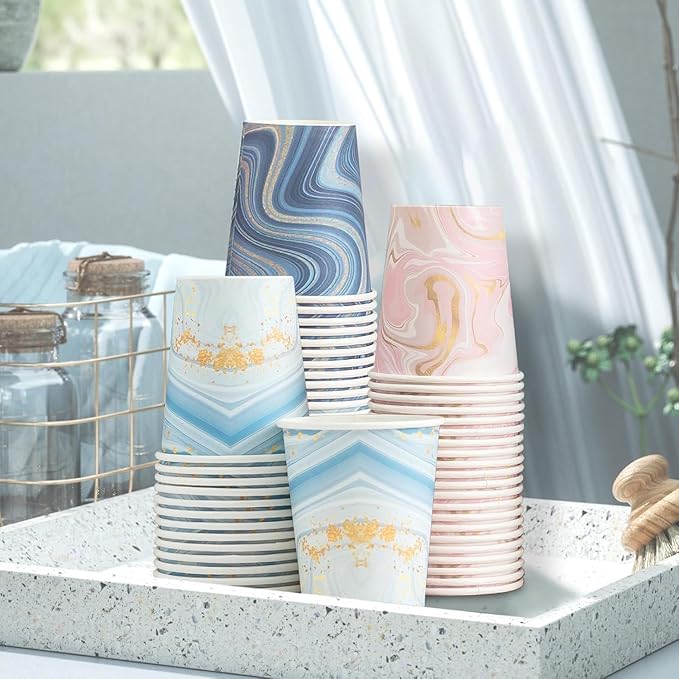 300 Pack 6 oz Paper Cups, Disposable Bathroom Cups, Small Mouthwash Cups, Mini Paper Cups for Bathroom(Mixed Colors), 300pack-Cyan&Blue&Pink