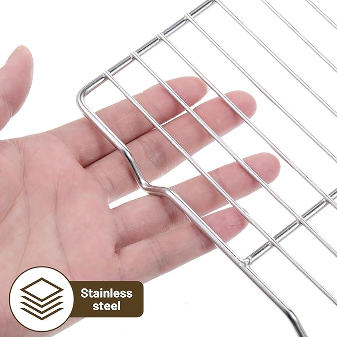Wire Rack for Baking Sheet, Stainless Steel Cooling Rack with Legs Grilling Cooking Racks Heavy Duty Wire Grate Oven Roasting Racks Rectangle Cooling Racker for Baking Roasting Grilling (8.5"X5.3")