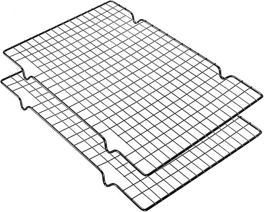 VNIMTI Cooling Rack 2 Sets, Cookie Cooling Wire Racks for Cooking, Baking, Roasting, Grilling, Drying, Oven Safe Grill Rack, 16" * 10" Small Squares Grids