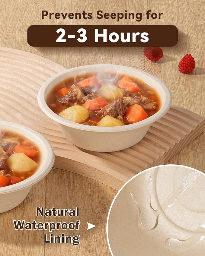 Lzerking 12oz Paper Bowls, 400 Pack - Disposable Compostable Bowls for Parties, Desserts | Microwave & Freezer Safe