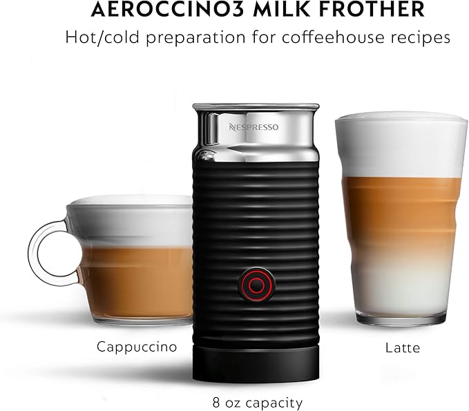 Nespresso Vertuo Coffee and Espresso Maker by De'Longhi, Piano Black with Aeroccino Milk Frother