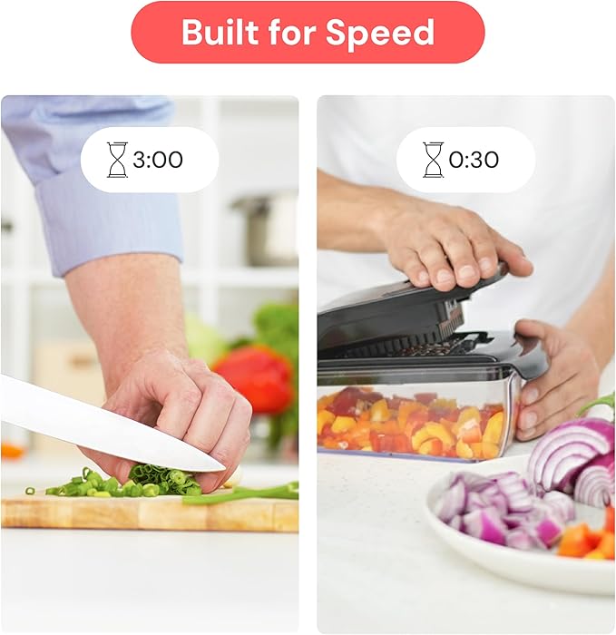 Fullstar Vegetable Chopper & Mandoline Slicer for Kitchen - Food Chopper with Container, Cheese Grater, Home Essentials & Kitchen Gadgets (8 in 1, Black)