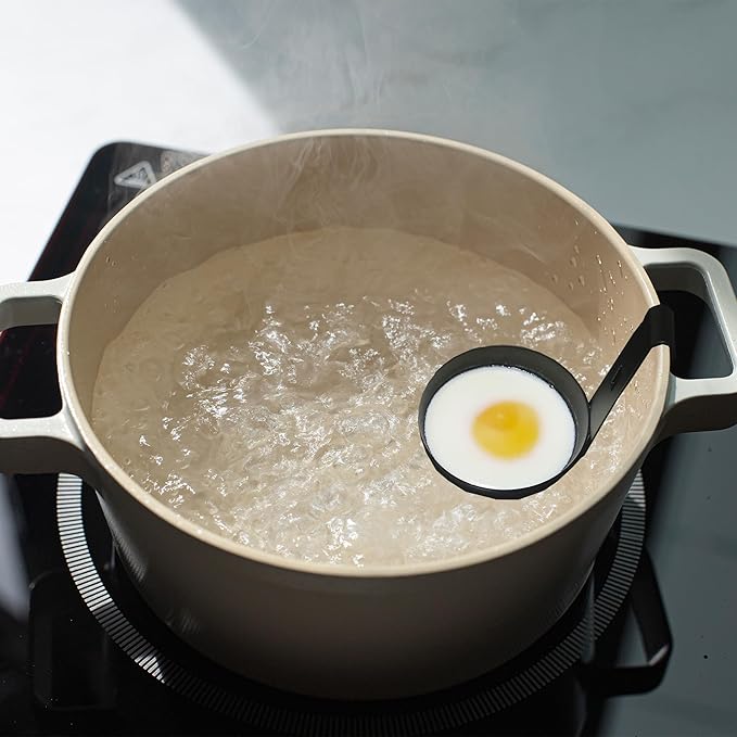 3pcs Egg Poacher -Food-Grade 430 Stainless Steel Poached Egg Cooker, Kitchen Egg Cooking Tool, Egg Cooker Can Hang on The Edge of Pot, Black