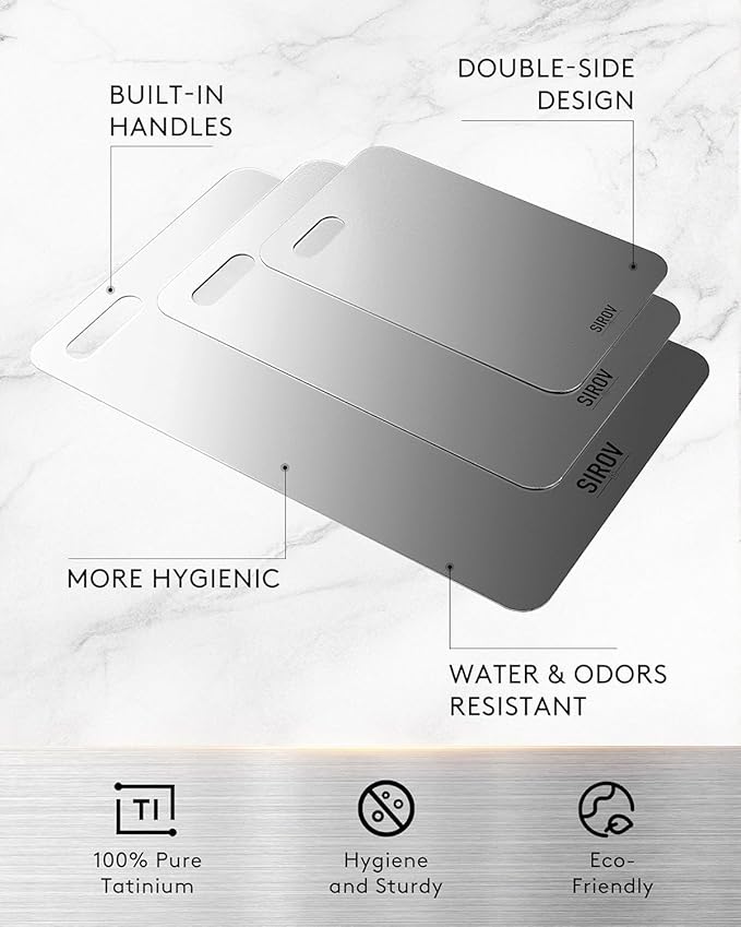 Titanium Cutting Board,100% Pure Titanium Kitchen Cutting Board, Non-Toxic & Dishwasher Safe, Durable and Hygienic for Meat, Fruit & Vegetables (16L*10W)