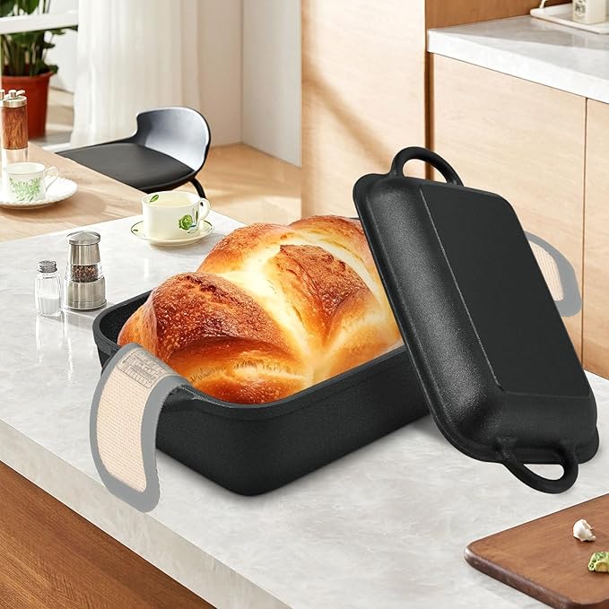 6.35 Qt Oval Cast Iron Dutch Oven for Bread Baking, Bread Baking Pan with Lid includes Bread Baking Supplies, Multi-Functional Sourdough Baking Kit for Frying and Braising