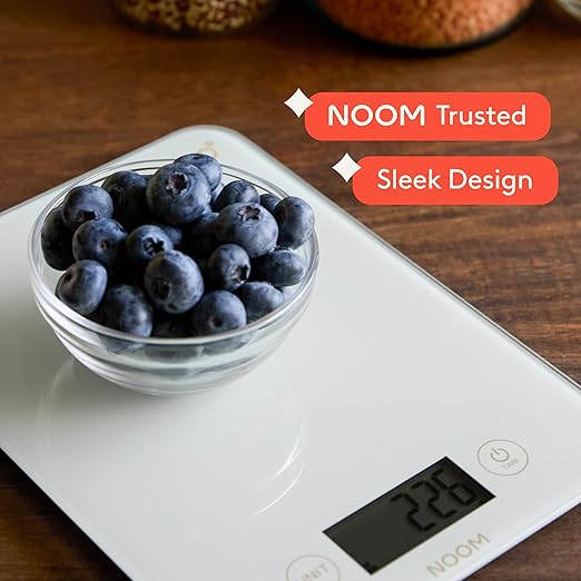 Noom Digital Kitchen Scale: Accurate Precision, LCD Display for Clarity, Stylish Black, Blue, or Off-White. Battery Included for Seamless Operation. (Black)