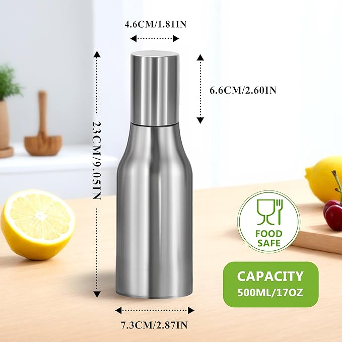 Stainless Steel Oil Dispenser Bottle - Leak-Proof Olive Oil Decanter for Kitchen(17Oz)