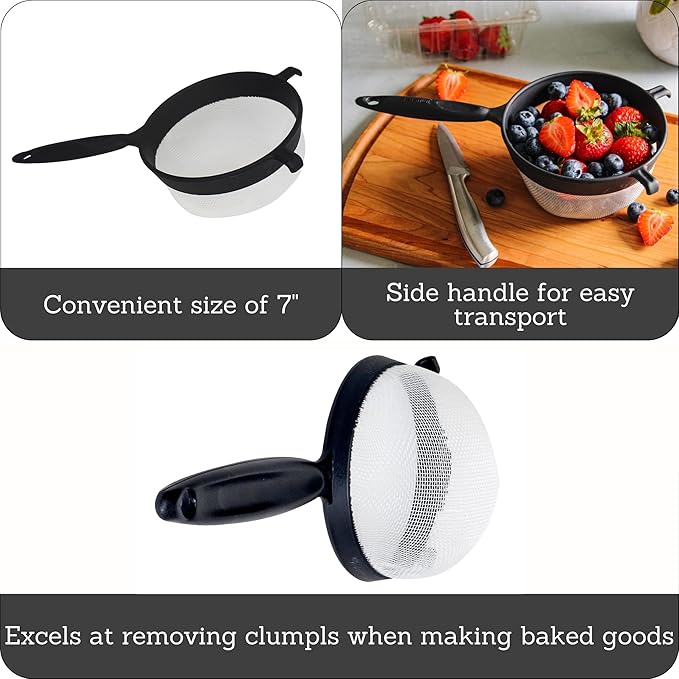 IMUSA USA IMU-71134 Plastic Strainer 7-Inch, Black