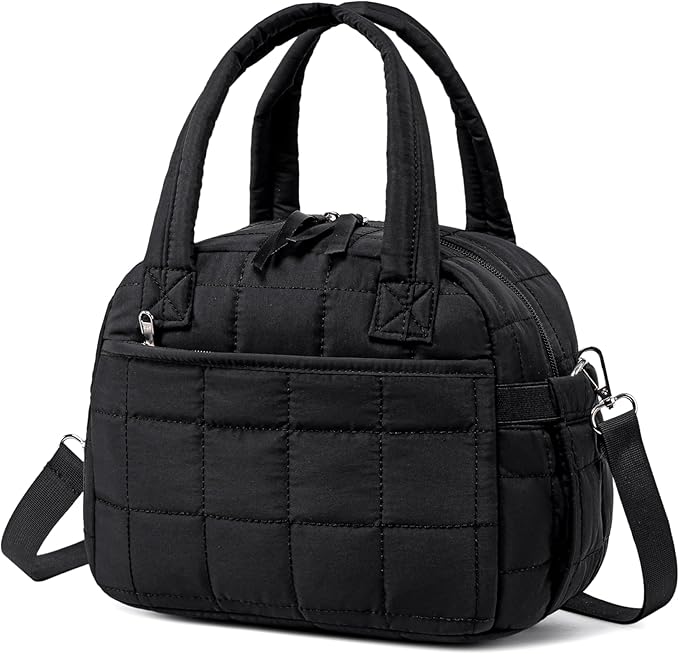 LEDAOU Lunch Box for Women Lunch bag Quilted Puffer Lunch Box with Adjustable Strap Insulated Reusable Lunch Tote for Work School Picnic Travel