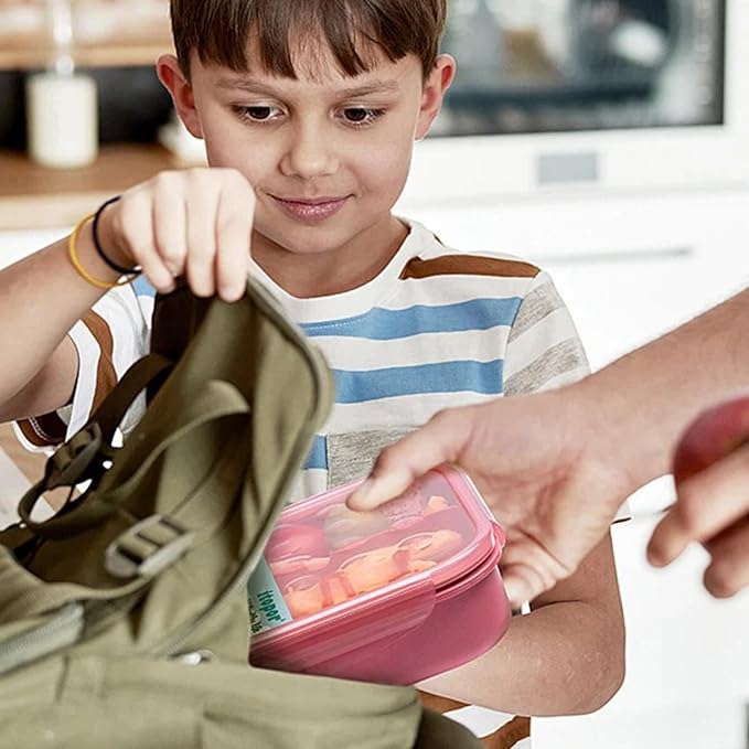Wheat Straw Lunch Box, Leakproof 3-Compartment Bento Box for Kids & Adults, BPA-Free, Microwave & Dishwasher Safe, 5.5 Cup/1400 ml, Dusty Rose