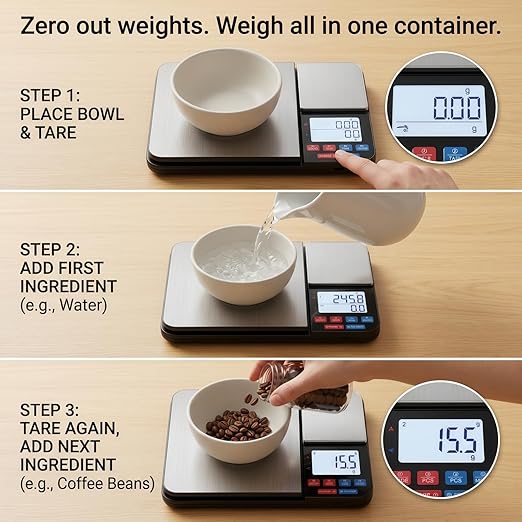 Partyreal Dual Platform Digital Kitchen Scale, Food Scale with Tare and Unit Conversion, Backlit Display, USB-C Rechargeable with AAA Backup, Dual Platform, Black