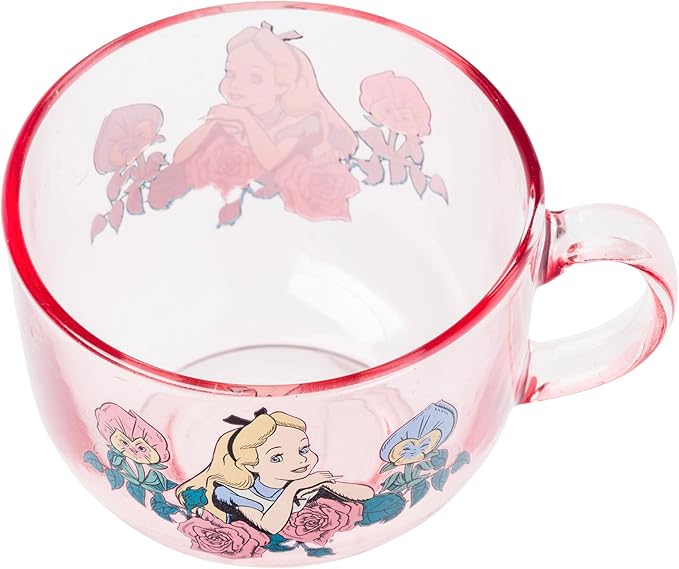 Silver Buffalo Disney Alice in Wonderland Teacup Glass Coffee Mug, 16 Ounces