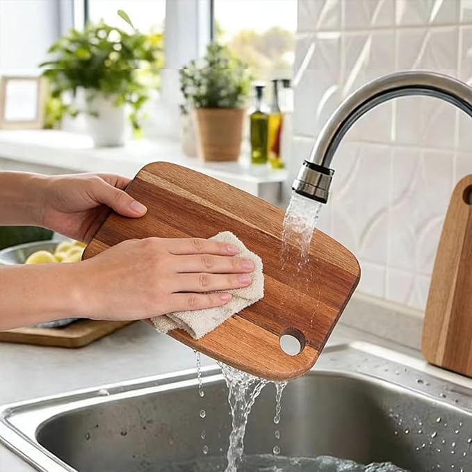 KZLCAK Small Cutting Board for Kitchen with Hanging, Small Acacia Wooden Cutting Board for Fruit, Vegetable, Camping Trip, 9" x 6.5"