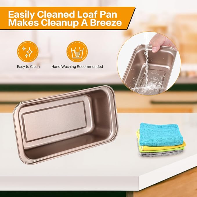2pack Loaf Pan, 10inch Banana Bread Pan, Non-Stick Banana Bread Pan, Stackable Bread Pans for Homemade Bread, 10x5inch Small Bread Pans for Baking