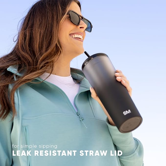 Simple Modern Plastic Tumbler with Lid and Straw | Reusable BPA Free Iced Coffee Cups Double Wall Smoothie Cup | Gifts for Women Men Him Her | Classic Collection | 24oz | Winter White