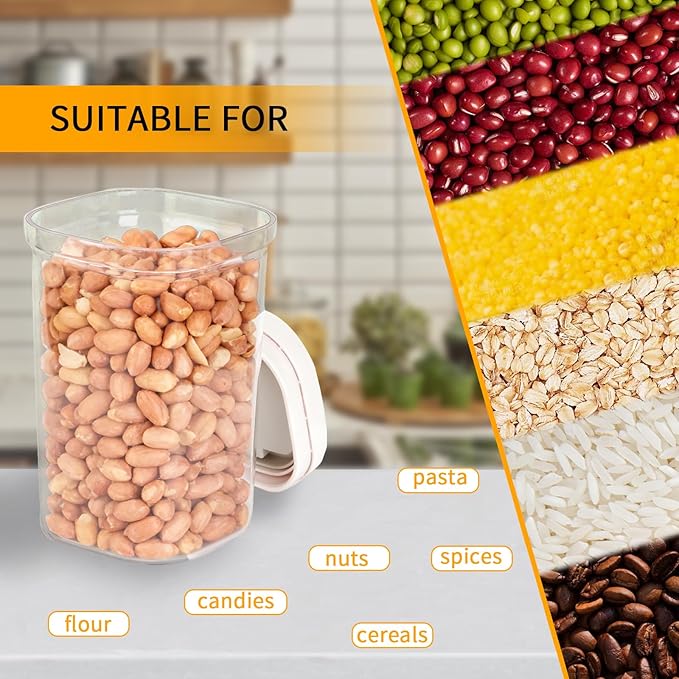 Airtight Food Storage Container, 61oz Moisture-Proof Canister with Measuring Spoon for Coffee, Protein Powder, Sugar, Flour, Cereal, Kitchen & Pantry Organization (1800ML)