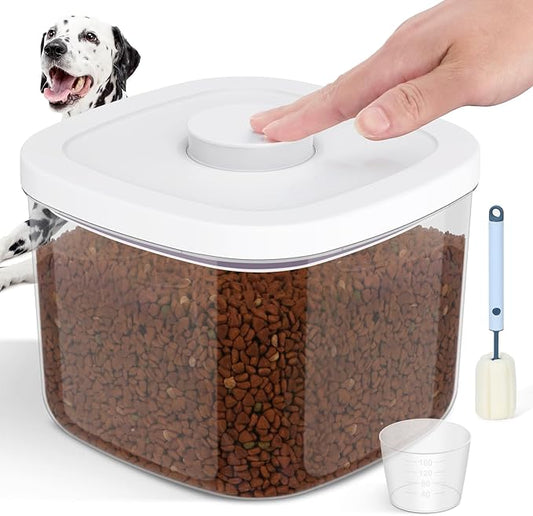 5-8Lbs/5.28Qt/5L Airtight Dog Cat Food Storage Container and Pet Storage Bin BPA-Free. PET Clear Stackable Dog Treat Containers for Pet Food/Rice/Dry/Cereals/Flour/Sugar/Bread, etc (Medium