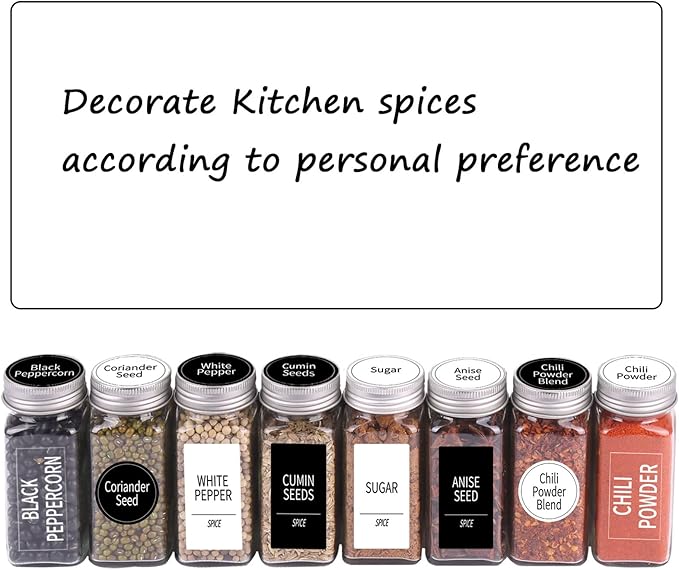 SWOMMOLY 892 Spice Jar Labels in 5 Different Types of Spice Labels with Chalk Marker Set.800 Printed Spice Labels with 92 Extra Write-on Labels Stickers for DIY, Waterproof & Tear-Resistant.