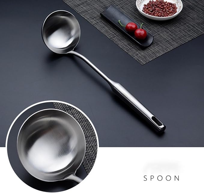 Soup Ladle -13.8" Large Durable Stainless Steel Ladel for Serving or Cooking, Stirring, Wok & Soup, Professional Heavy Duty kitchen Utensils 1 Pack