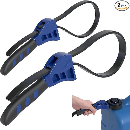 2-Pack Adjustable Rubber Strap Wrench Set – 25.20" & 20.48" Heavy-Duty Strap Wrench for Oil Filter, Jar Opener, Water Filter, Plumbing, Sink, Faucet – Non-Slip Multipurpose Wrench Tool (Blue)