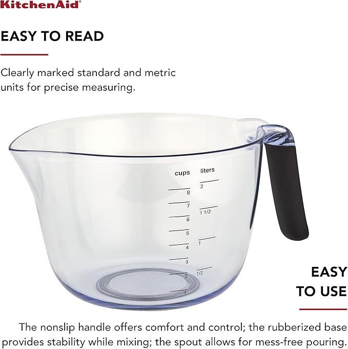 KitchenAid Universal Plastic Batter Bowl, 8-Cup, Onyx Black