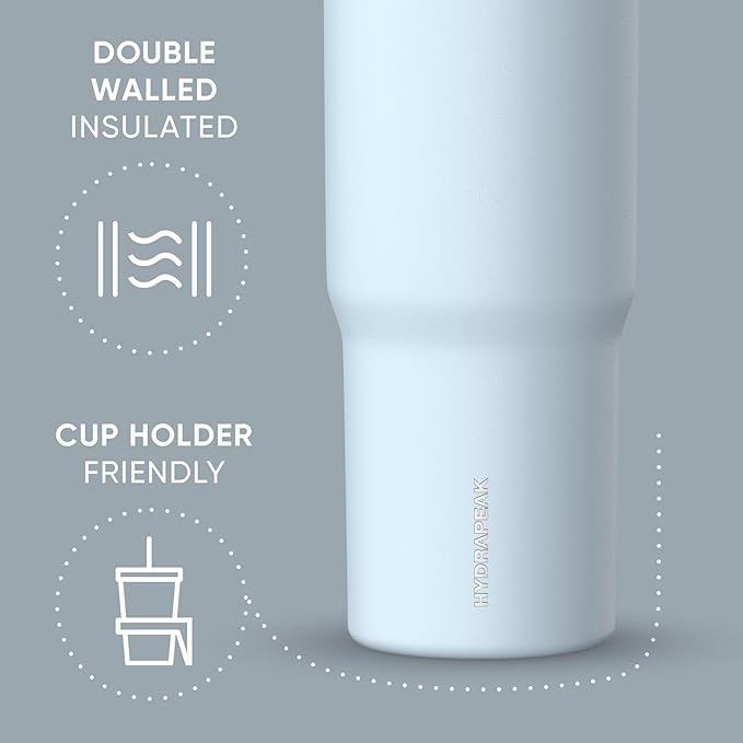 Hydrapeak Nomad 32 oz Tumbler with Handle and Straw Lid, Leakproof, Double Insulated, 32oz Cup, Stainless Steel (Powder Blue)