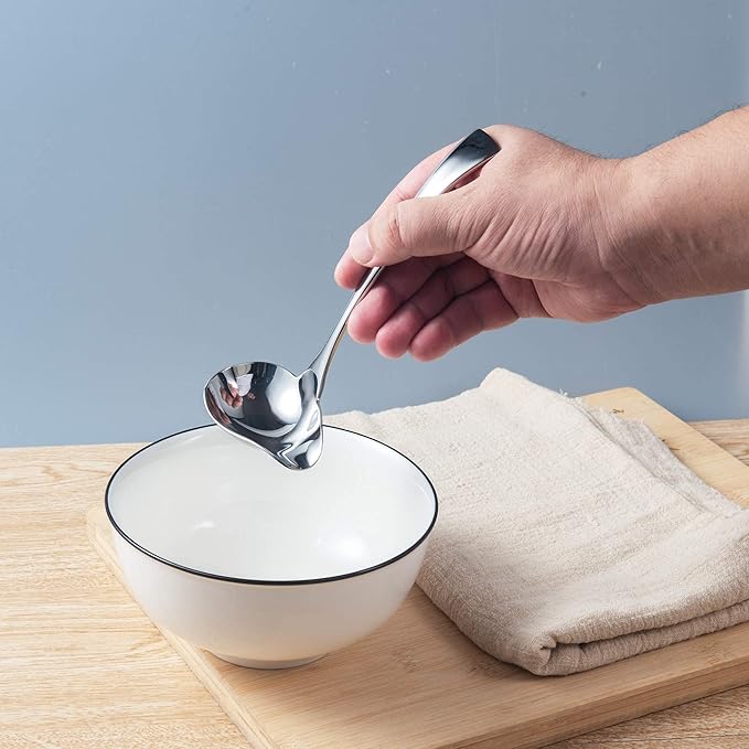 IMEEA Gravy Spoon Mini Gravy Ladle Drizzle Spoon 18/10 Stainless Steel Small Ladle for Sauce Serving, Set of 2